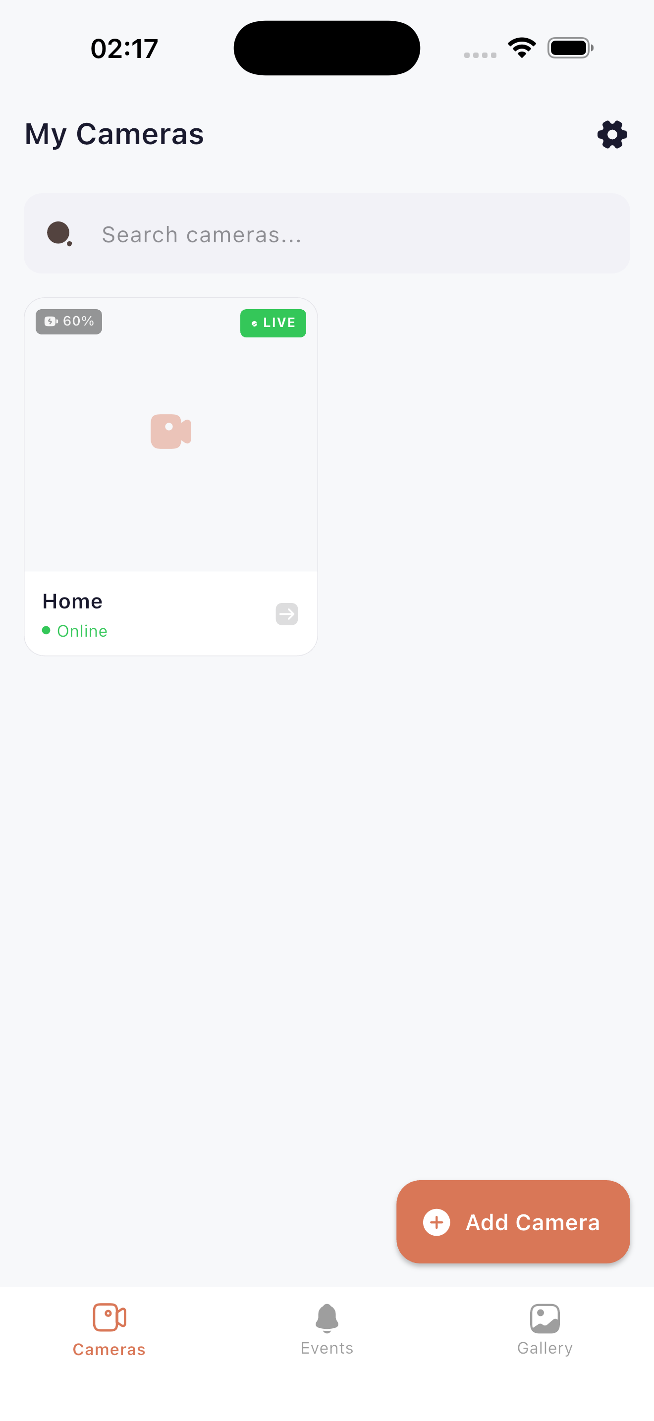 Live camera dashboard